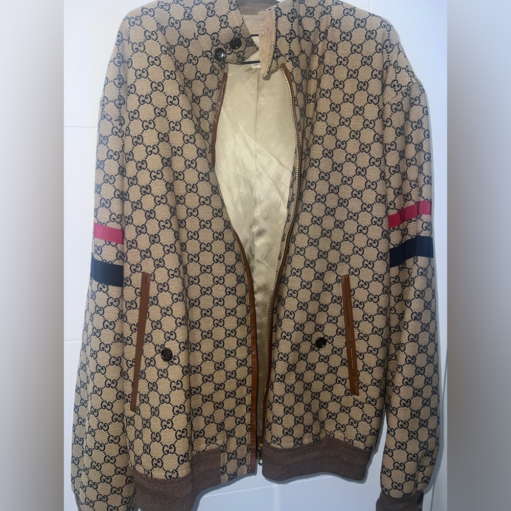 Gucci Tan Patterned Bomber Jacket - image 6